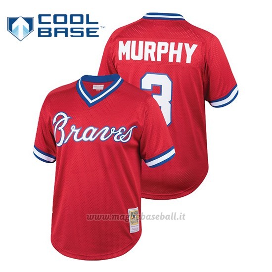 Maglia Baseball Uomo Atlanta Braves Dale Murphy Cooperstown Collezione Mesh Batting Practice Rojo